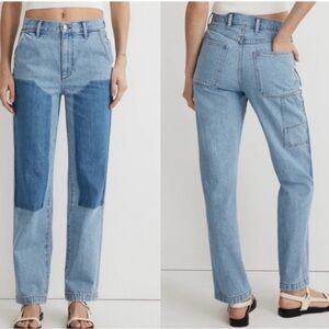 Madewell perfect vintage straight carpenter jeans patch front size 27